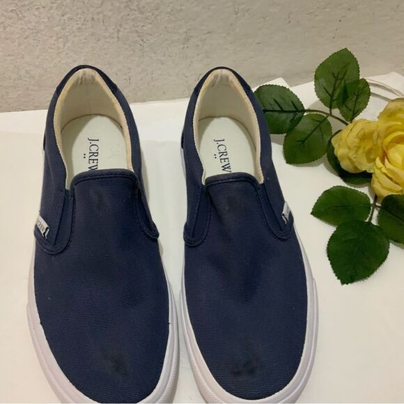 J. Crew Crewcuts Canvas fancy blue  Slip On Sneakers women’s Size10 - Picture 5 of 9